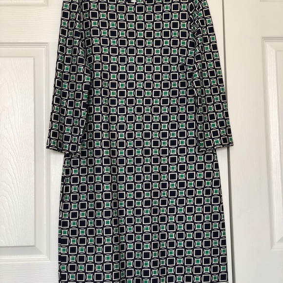 Talbots Geometric Print Sheath 3/4 Sleeve Petite Dress - Picture 4 of 6